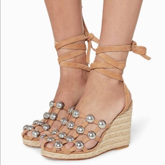 MOVING SALE EVERYTHING MUS GO - Alexander Wang Taylor Suede Wrap Wedge Sandal - Picture 5 of 12